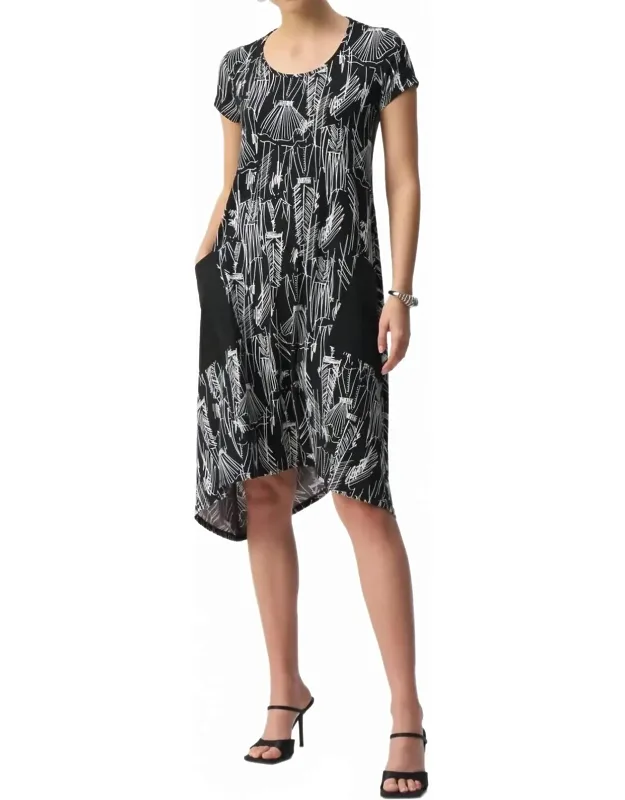 Sketch Print Short Sleeve Dress