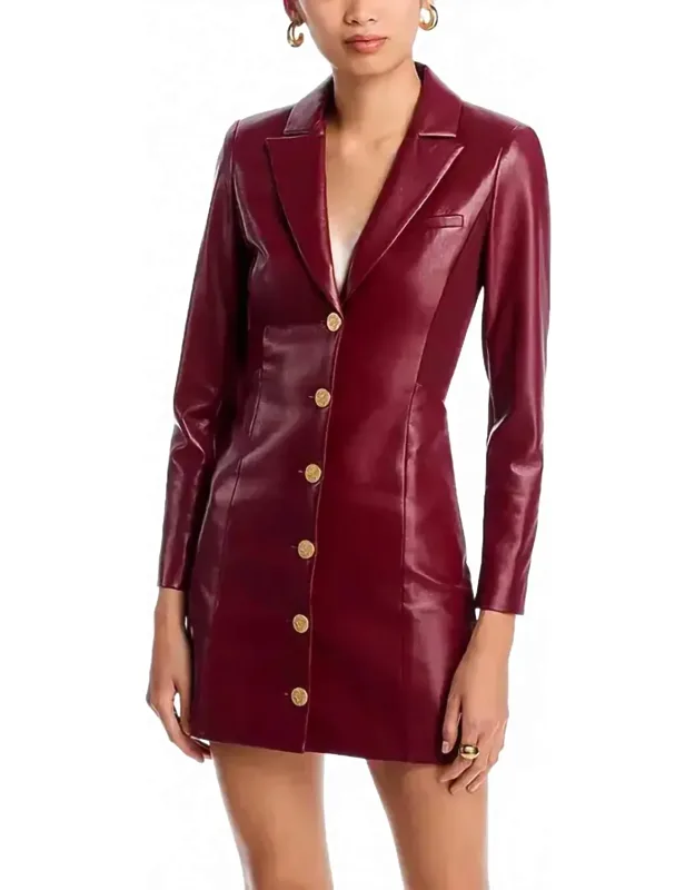 Fitted Vegan Leather Mini Blazer Dress