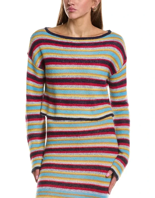 Stripe Long Sleeve Wool & Mohair-blend Top