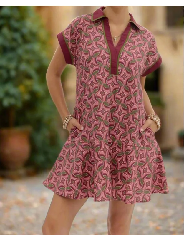 Abstract Cotton Mini Dress