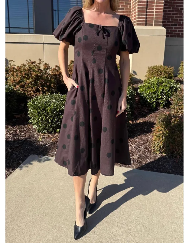 Polka Dot Linen Midi Dress