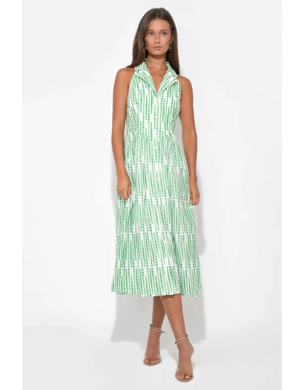 Halter Embroidery Midi Dress