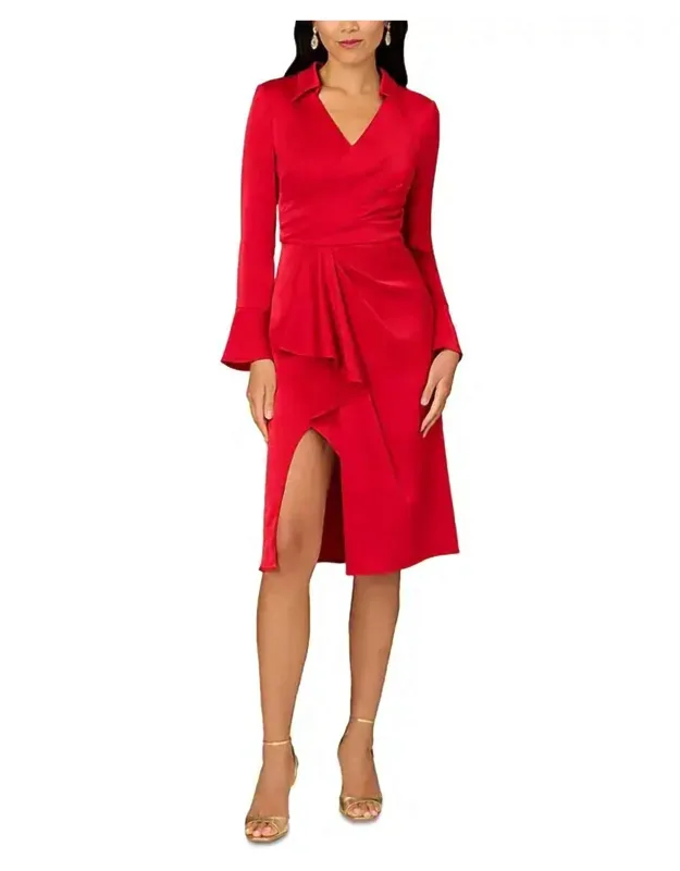 Crepe Back Satin Midi Dress