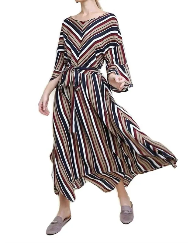 Striped Bell Sleeve Maxi Dress
