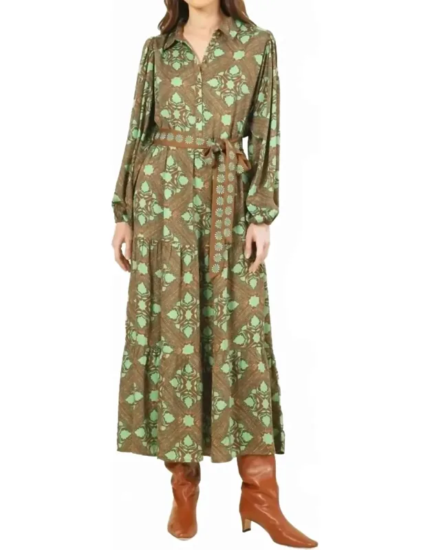 Emery Maxi Dress With Tiered Skirt And Sash Belt