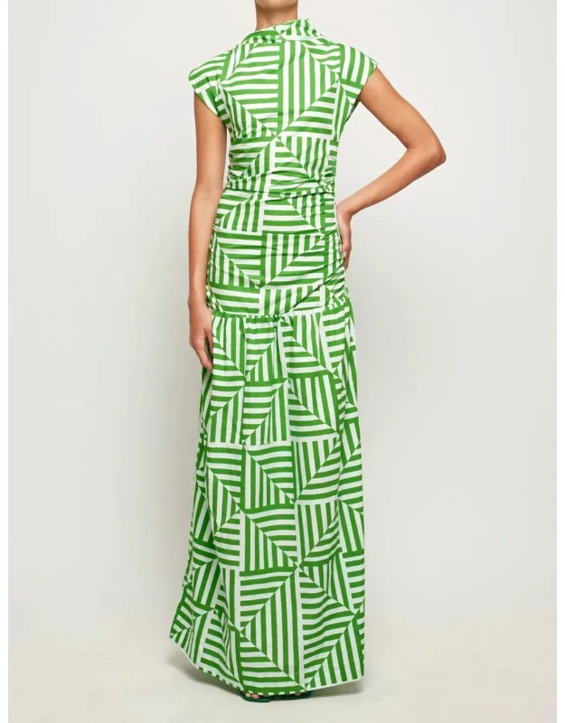 High Neck Cap Sleeve Maxi Dress