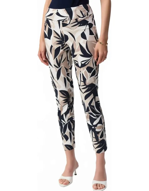 Tropical Print Slim Cropped Pants