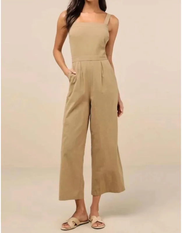 Cotton Sleeveless Cropped Jumpsuit
