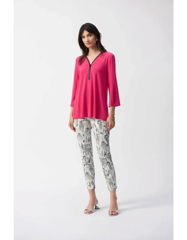 Sketch Print Slim Cropped Pants