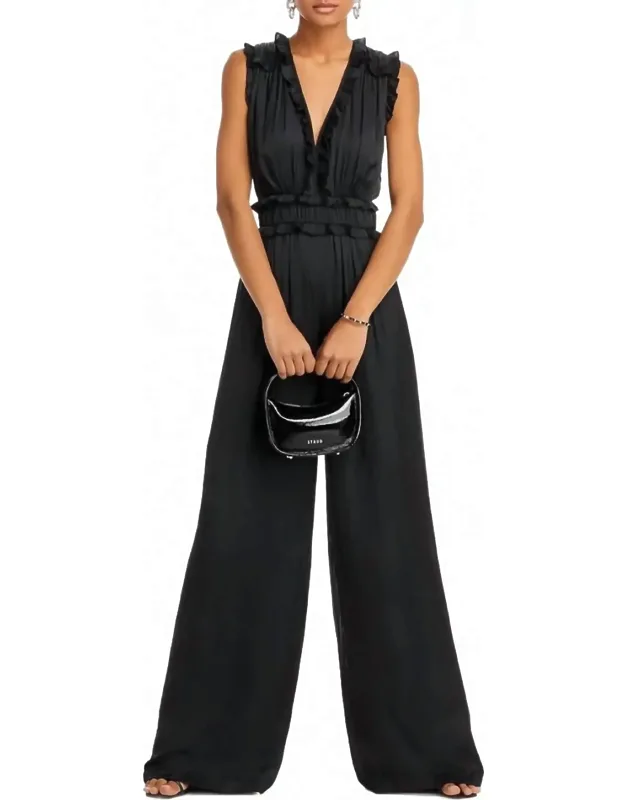 Jumpsuit With Deep V-neck And Ruffled Bodice