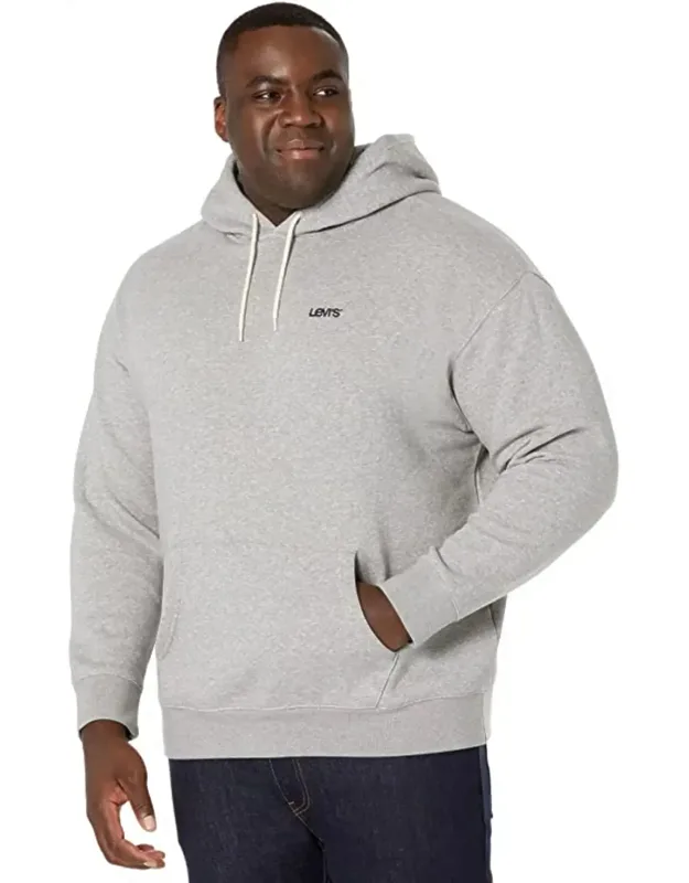 Hoodie Big Mid Tone Gray Heather Long Sleeve Cozy Pullover