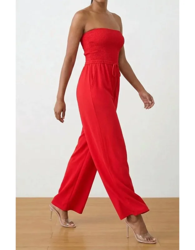 Strapless Smocked Jumpsuit