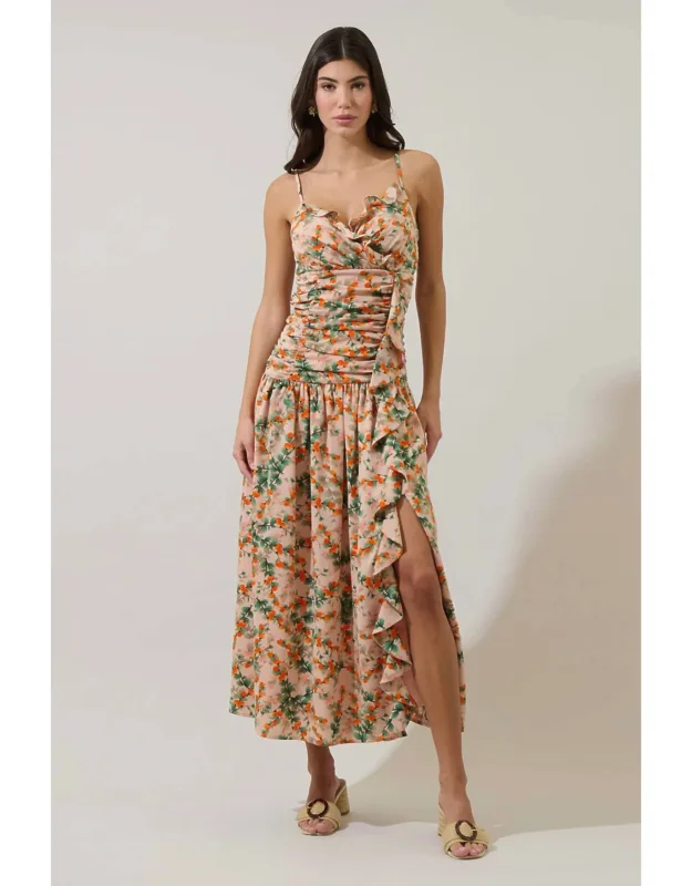 Floral Ruched Maxi Dress