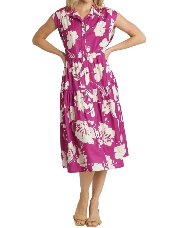 Floral Collared Midi Dress
