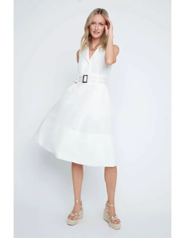 Linen Blend Belted Shirt Dress