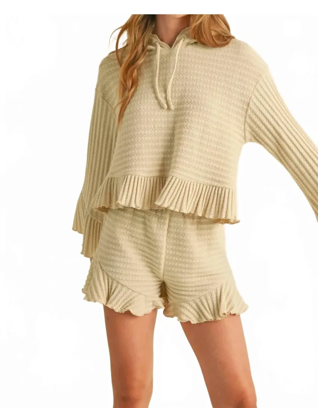 Waffle-knit Hoodie And Shorts Set