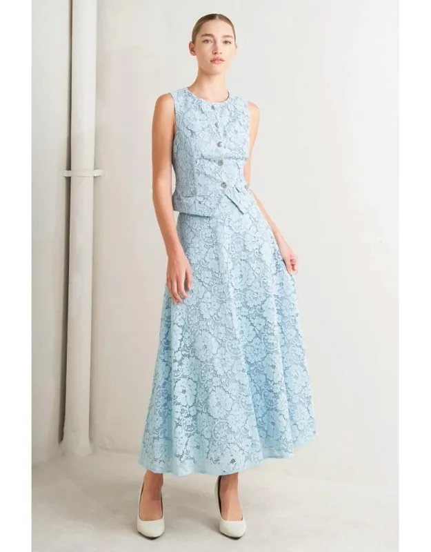 Woven Lace Midi Skirt