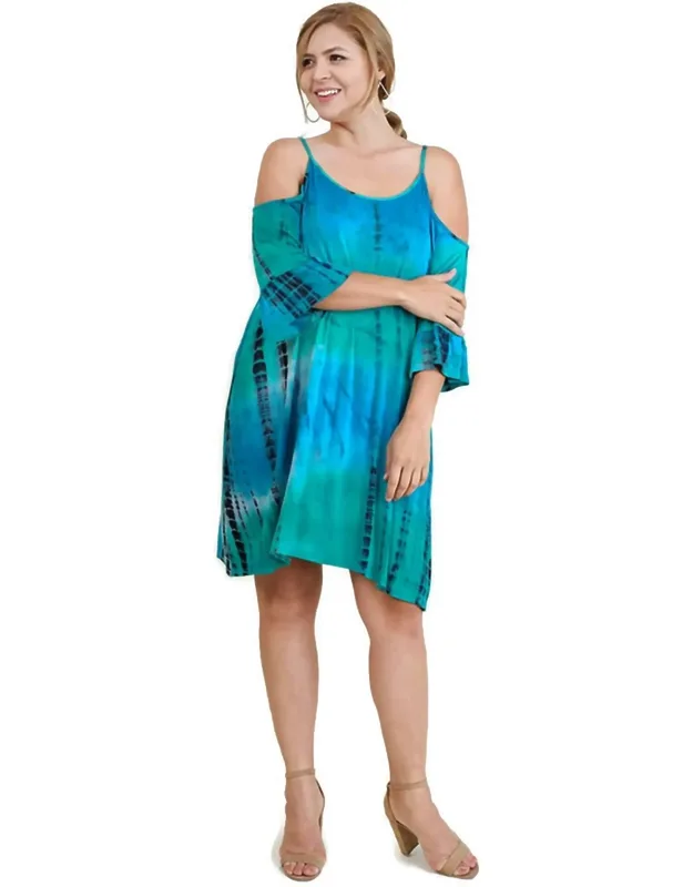 Tie Dye Cold Shoulder Dress