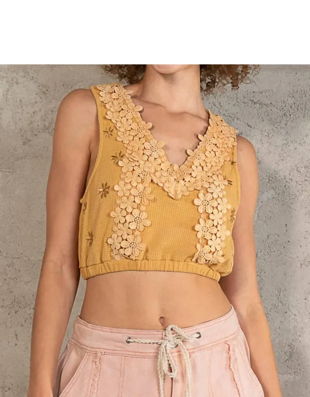 Sleeveless Waffle Crop Top