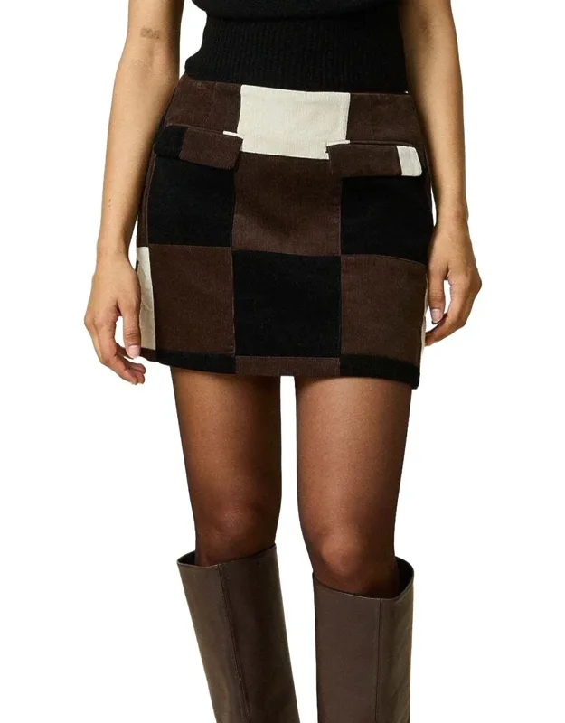 Patchwork Corduroy Skirt