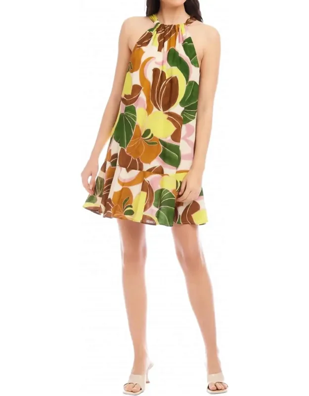 Ruffle Hem Dress In Island Floral Print