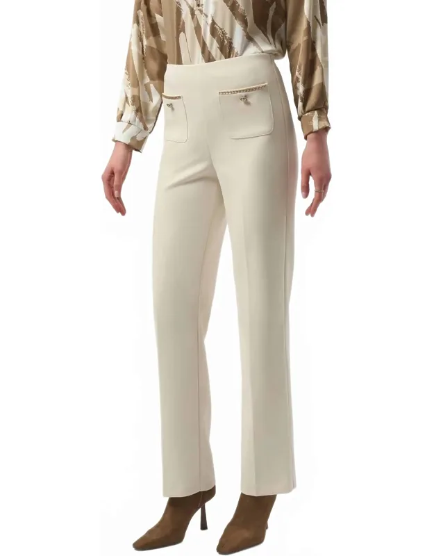 Chain Detail Pull On Straight Leg Pants