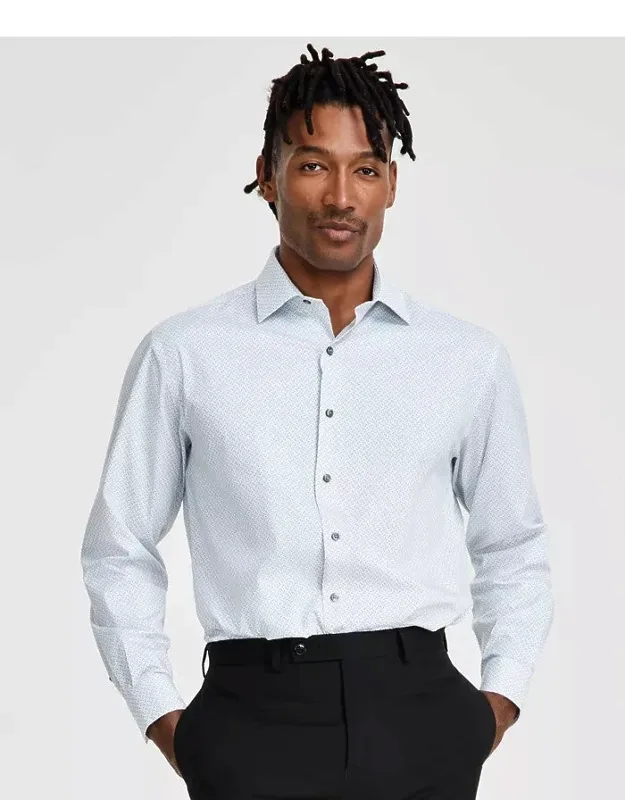 Dress Shirt Dot Print Long Sleeve Regular-fit