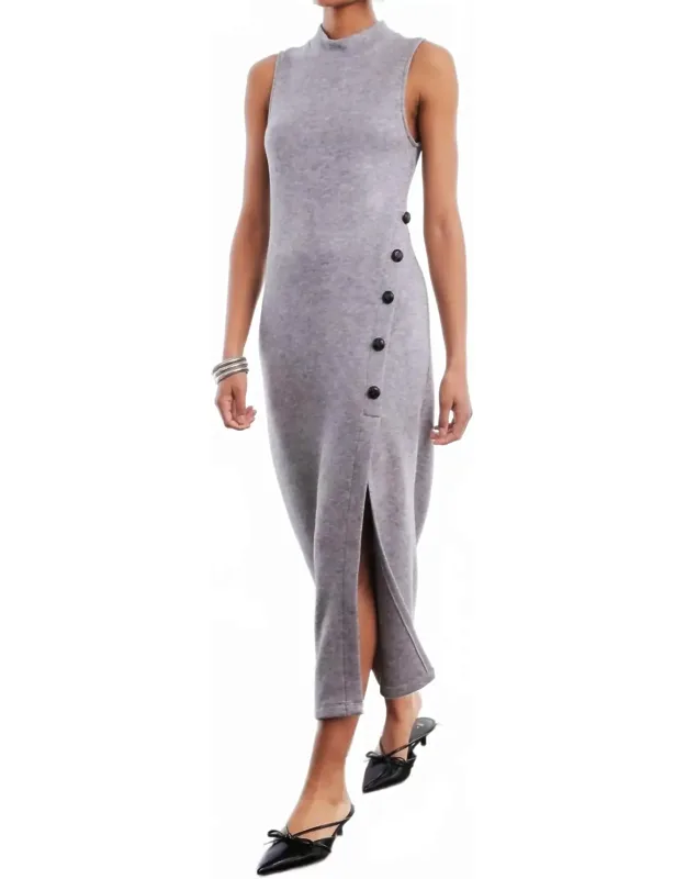 Button Detail Midi Dress