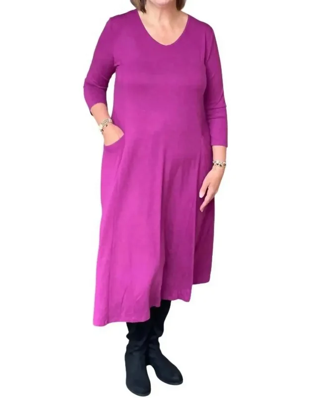 V Neck Midi Dress
