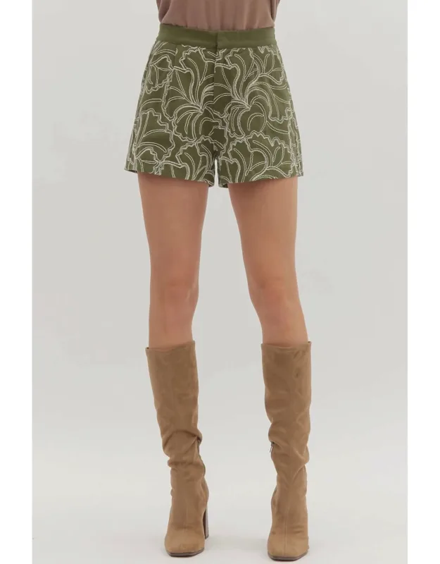 Floral Embroidered Shorts