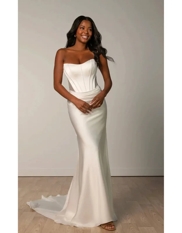 Strapless Satin Column Wedding Dress