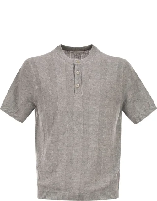 Ribbed-collar Polo Shirt