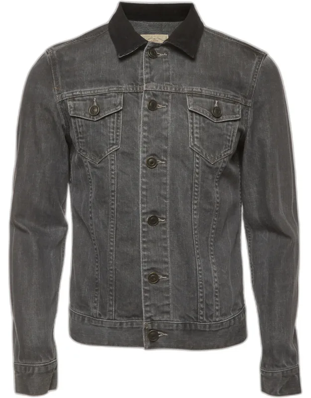 Denim And Corduroy Trimmed Collar Jacket