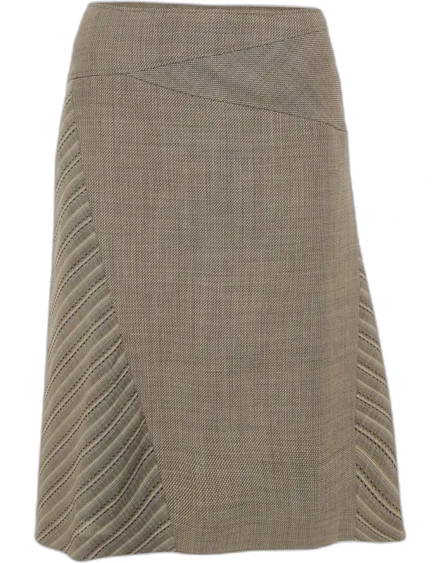 Panelled Wool A-line Knee Length Skirt