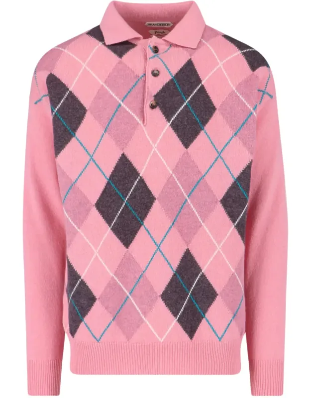 Geometric Knit Classic Collar Sweater