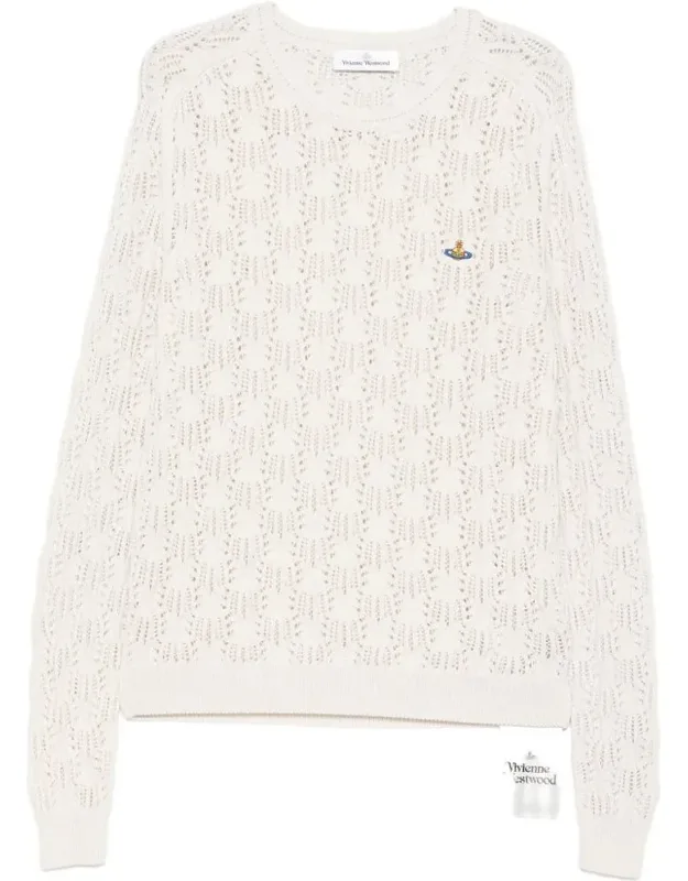 Openwork Knit Orb Round Sweater