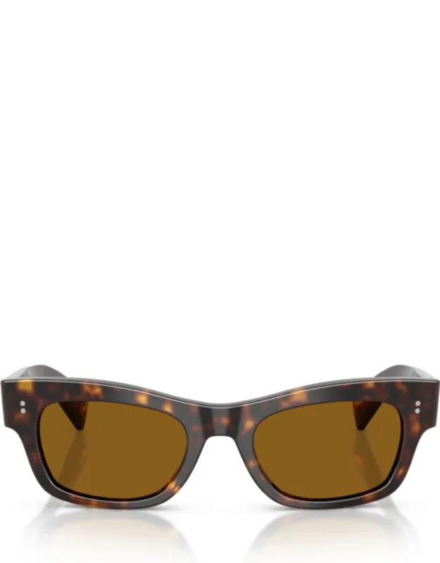 Rectangular Tortoiseshell Sunglasses With Glossy Finish