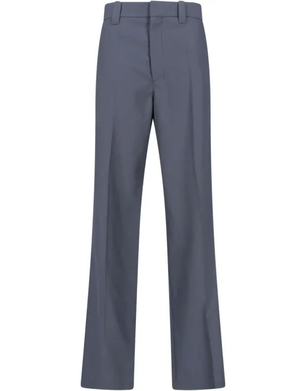 Tailored Wool Blend Straight Trousers
