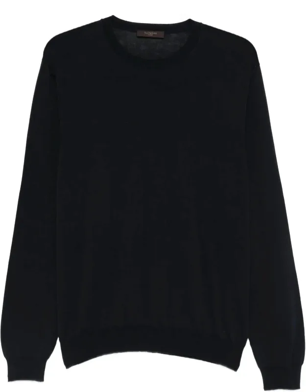 Fine-knit Crew Neck Wool Pullover