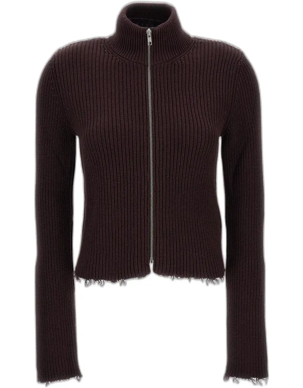 Cropped Ribbed Knit Cardigan