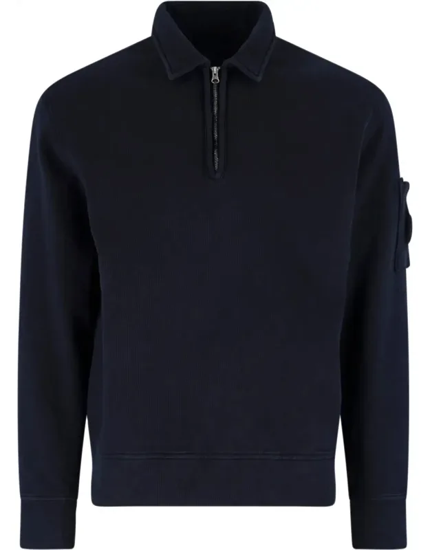 Half-zip Lens Detail Cotton Sweatshirt
