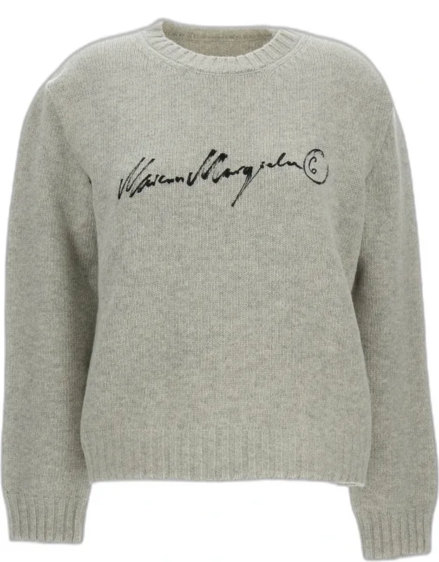 Cropped Crew-neck Sweater With Hand-painted Logo