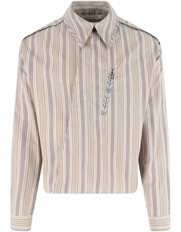 Striped Diagonal Zip Shirt