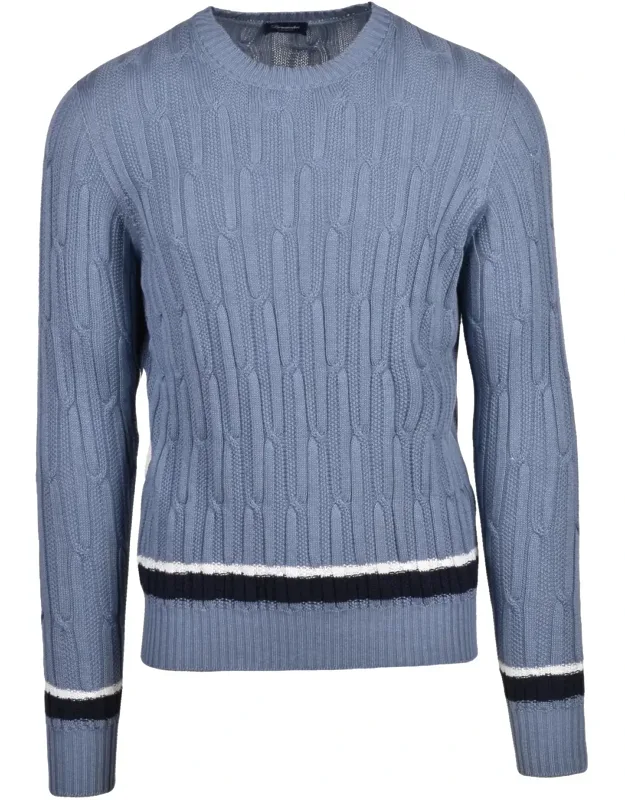 Textured Cable Knit Crew Neck Sweater