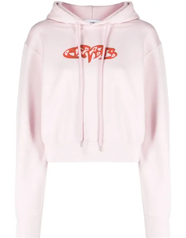 Graphic Cropped Cotton Hoodie