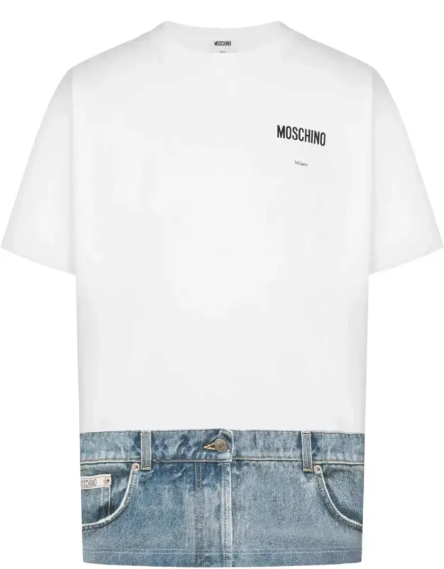 T-shirt With Denim-inspired Hem Design