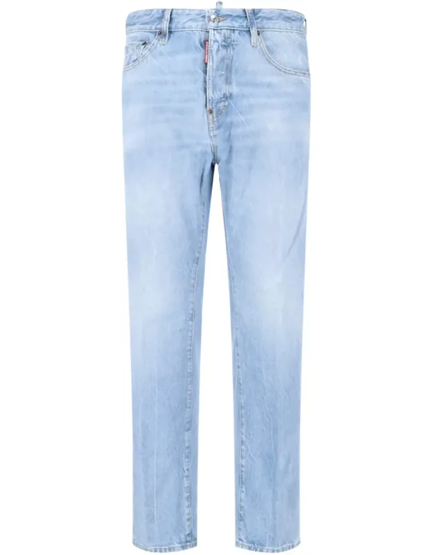Light Blue Straight-cut Denim Jeans