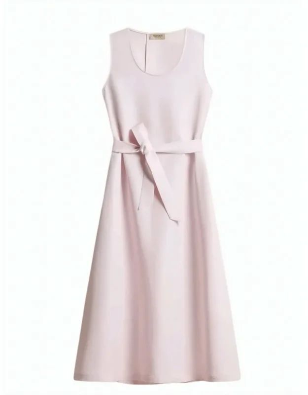 Linen Blend Sleeveless Round Neck Dress