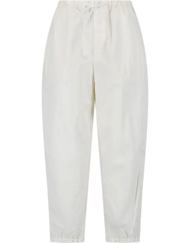 Wide-leg Mid-rise Drawstring Trousers