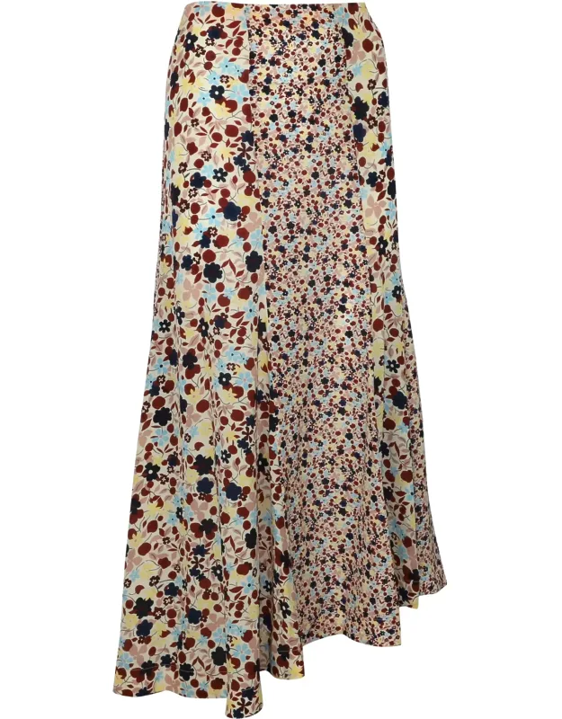 Asymmetric Floral Maxi Skirt